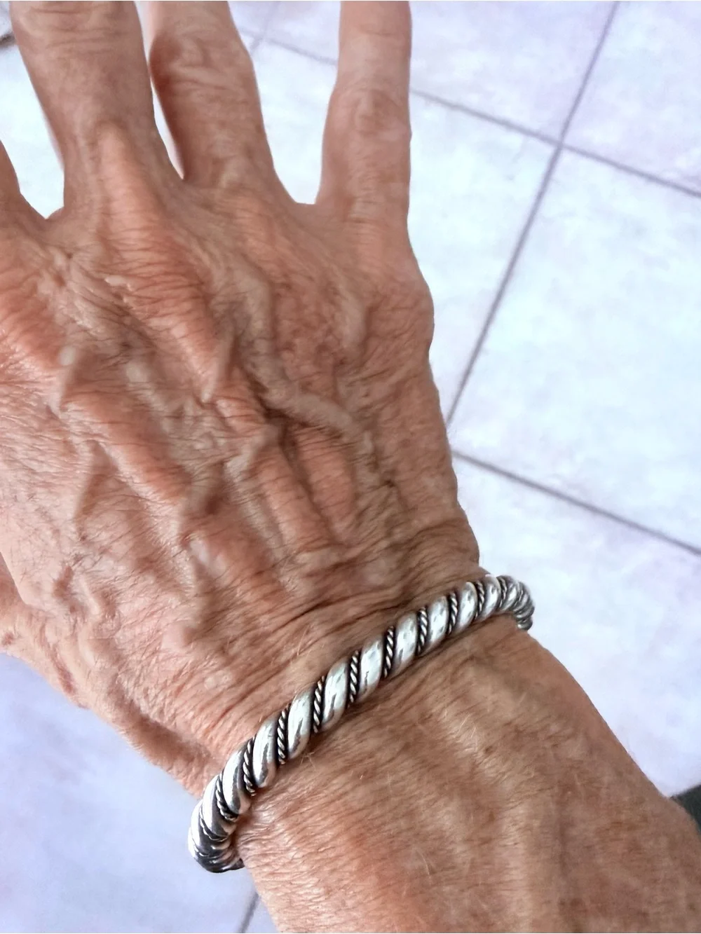 Twisted Rope Open Cuff Bracelet - Sterling Silver 3/4 ounce - Picture 2 of 3
